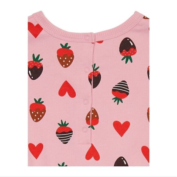 Nwt Valentine's Day Girls Strawberry Romper - Picture 3 of 5